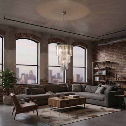 Ideal Lux - Kristāla lustra ar auklu CARLTON 8xE14/40W/230V d. 40 cm spīdīgi hromēts