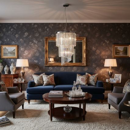 Ideal Lux - Kristāla lustra ar auklu CARLTON 8xE14/40W/230V d. 40 cm spīdīgi hromēts