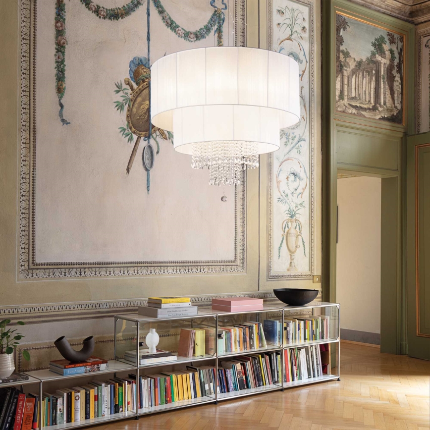 Ideal Lux - Kristāla lustra ar auklu OPERA 10xE27/60W/230V d. 90 cm balta
