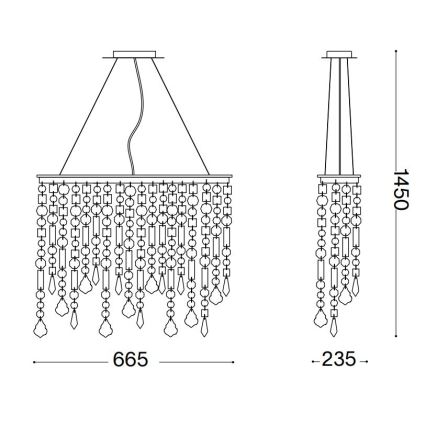 Ideal Lux - Kristāla lustra ar auklu RAIN 5xE14/40W/230V caurspīdīga
