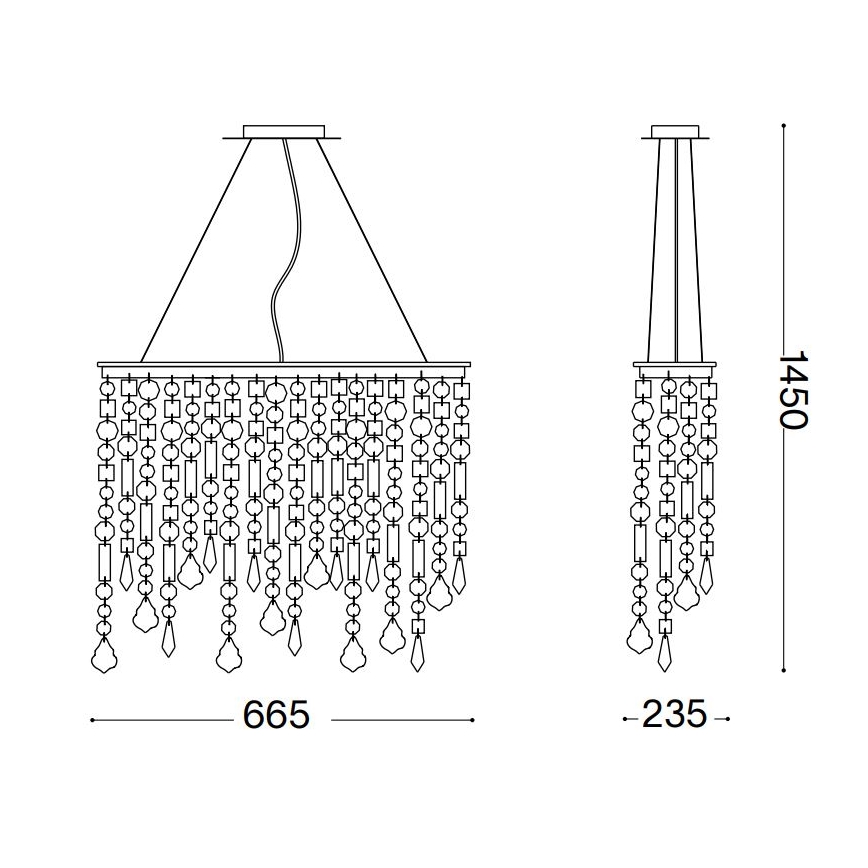 Ideal Lux - Kristāla lustra ar auklu RAIN 5xE14/40W/230V caurspīdīga