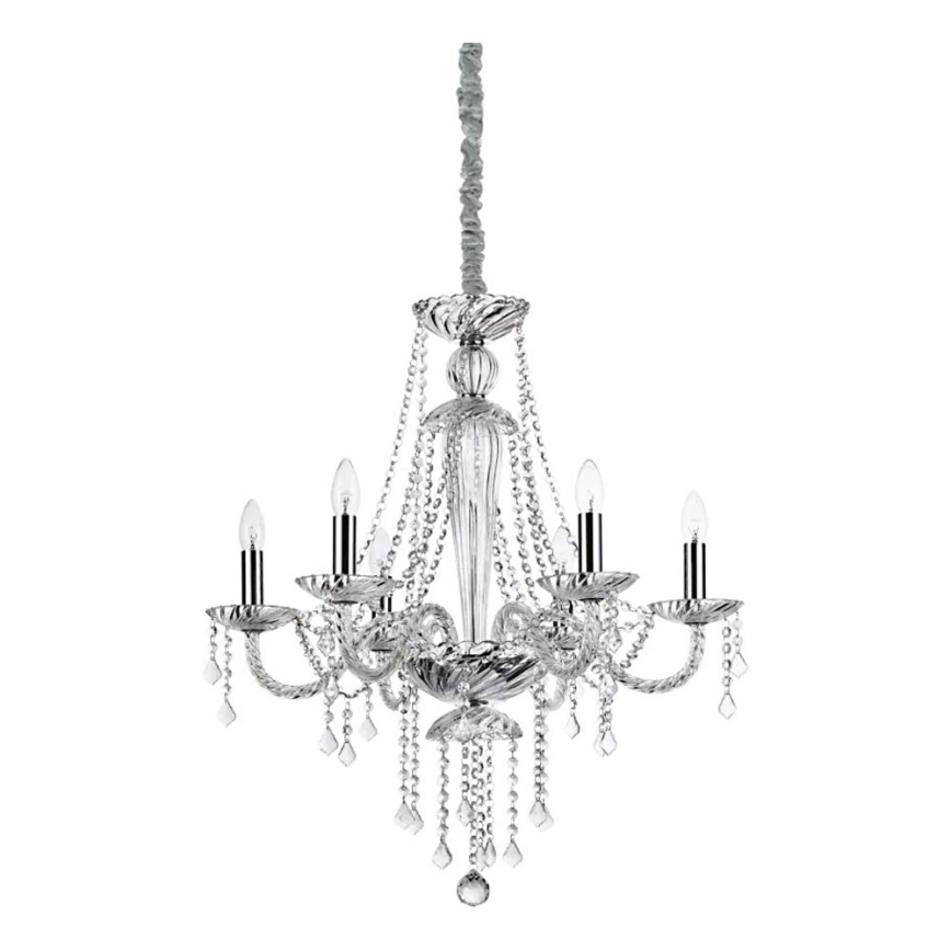 Ideal Lux - Kristāla lustra ar ķēdi AMADEUS 6xE14/40W/230V d. 67 cm caurspīdīga