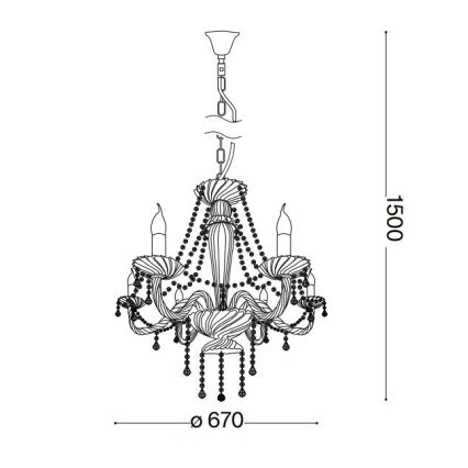 Ideal Lux - Kristāla lustra ar ķēdi AMADEUS 6xE14/40W/230V d. 67 cm caurspīdīga