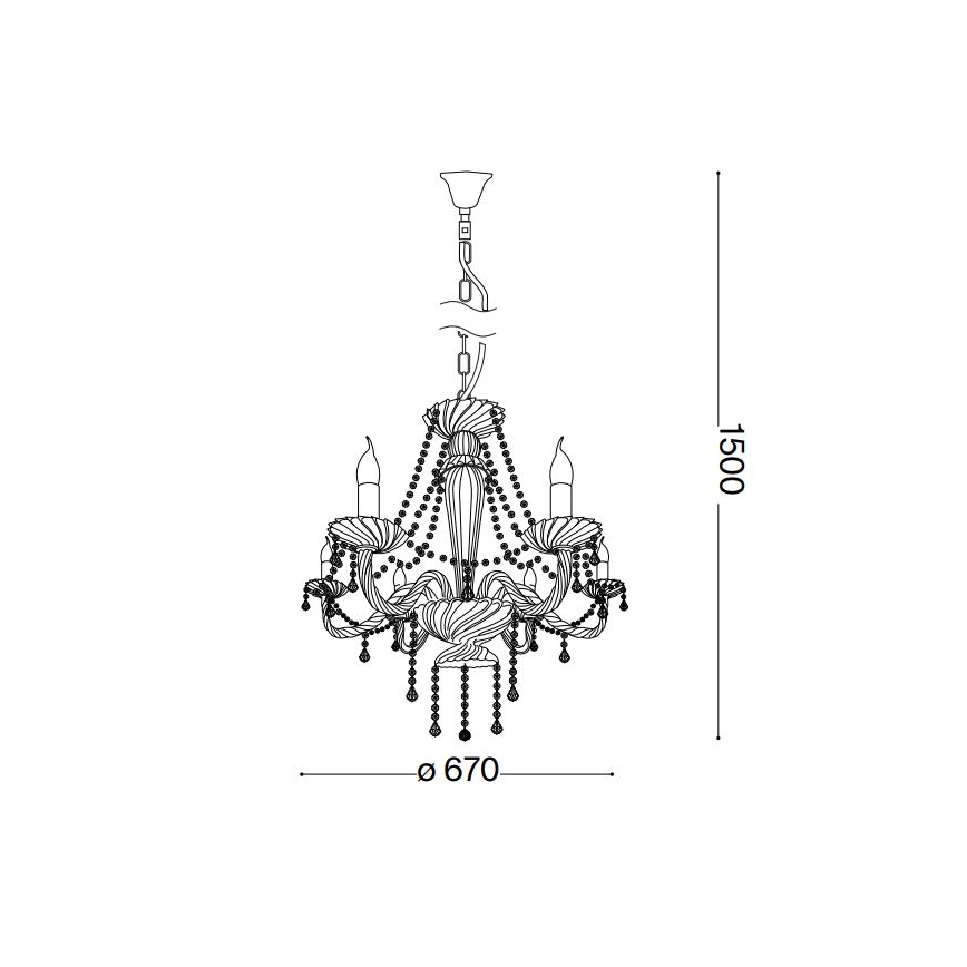 Ideal Lux - Kristāla lustra ar ķēdi AMADEUS 6xE14/40W/230V d. 67 cm caurspīdīga