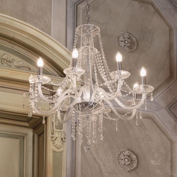 Ideal Lux - Kristāla lustra ar ķēdi AMADEUS 8xE14/40W/230V d. 80 cm caurspīdīga
