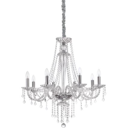 Ideal Lux - Kristāla lustra ar ķēdi AMADEUS 8xE14/40W/230V d. 80 cm caurspīdīga