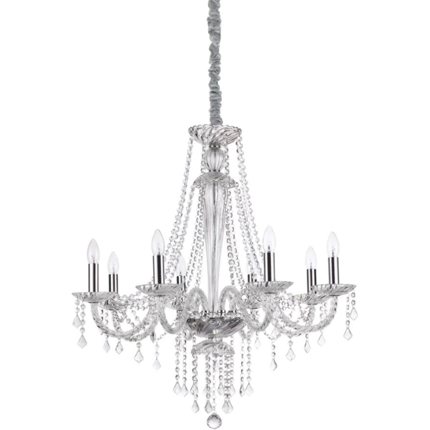 Ideal Lux - Kristāla lustra ar ķēdi AMADEUS 8xE14/40W/230V d. 80 cm caurspīdīga