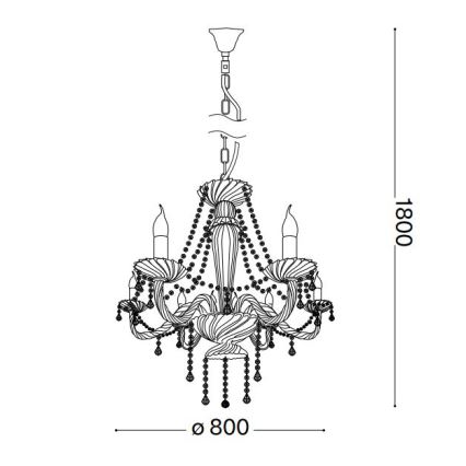 Ideal Lux - Kristāla lustra ar ķēdi AMADEUS 8xE14/40W/230V d. 80 cm caurspīdīga