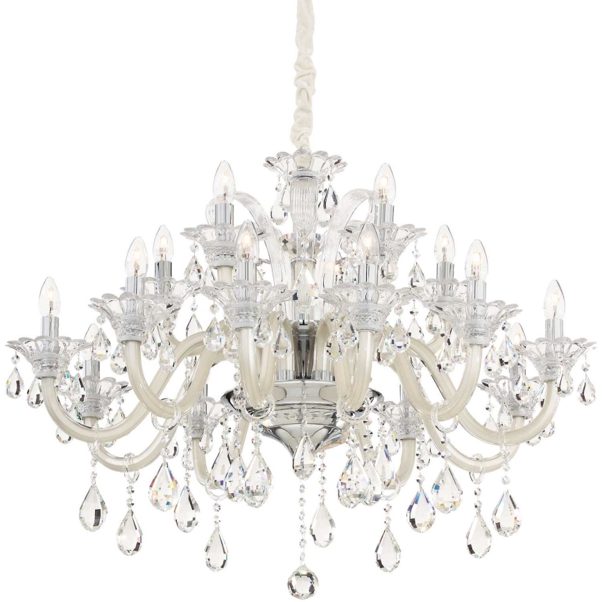 Ideal Lux - Kristāla lustra ar ķēdi COLOSSAL 15xE14/40W/230V d. 95 cm krēmkrāsa/spīdīgi hromēts