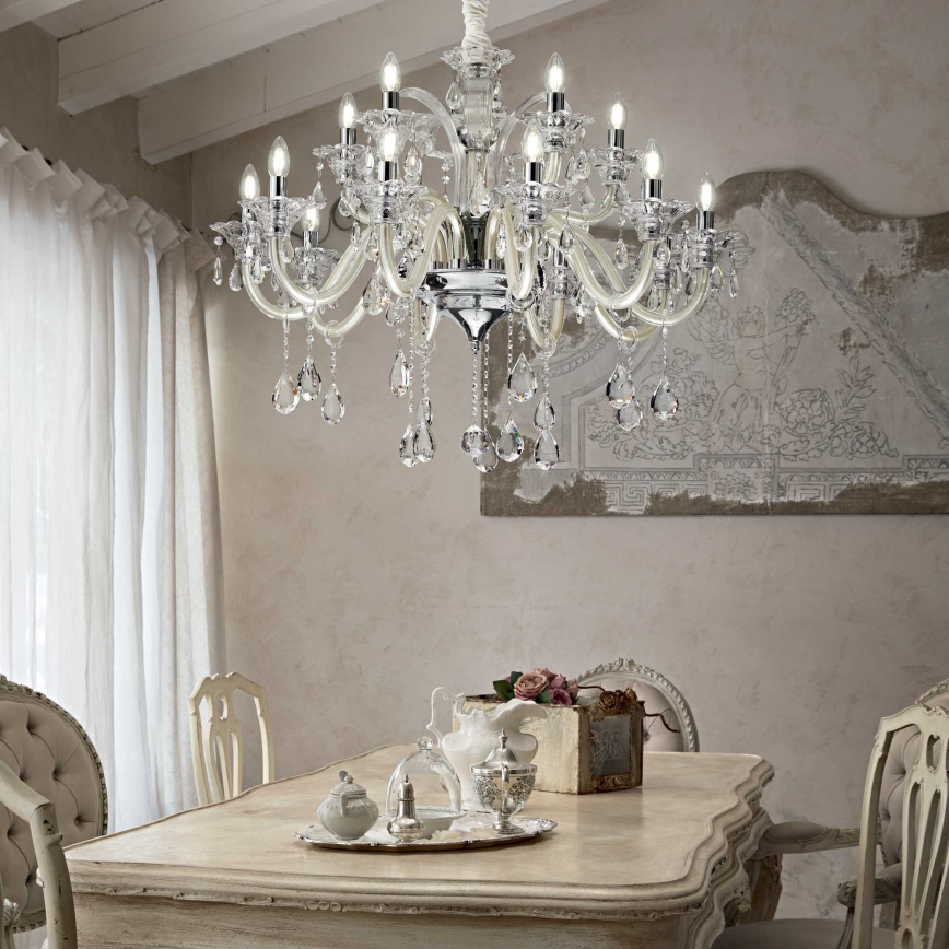 Ideal Lux - Kristāla lustra ar ķēdi COLOSSAL 15xE14/40W/230V d. 95 cm krēmkrāsa/spīdīgi hromēts