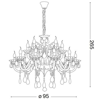 Ideal Lux - Kristāla lustra ar ķēdi COLOSSAL 15xE14/40W/230V d. 95 cm krēmkrāsa/spīdīgi hromēts