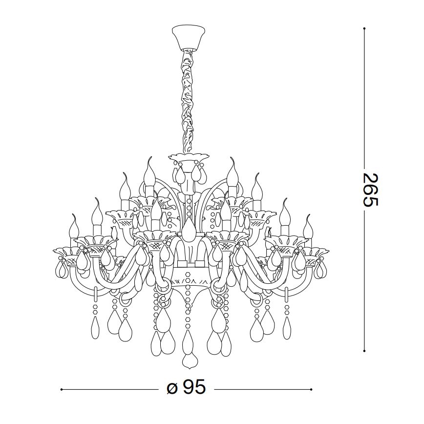 Ideal Lux - Kristāla lustra ar ķēdi COLOSSAL 15xE14/40W/230V d. 95 cm krēmkrāsa/spīdīgi hromēts