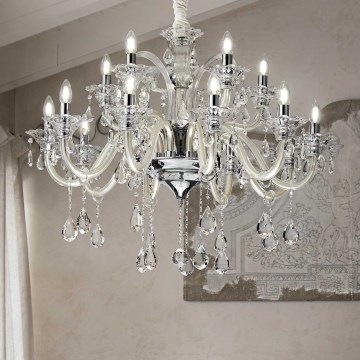 Ideal Lux - Kristāla lustra ar ķēdi COLOSSAL 15xE14/40W/230V d. 95 cm krēmkrāsa/spīdīgi hromēts