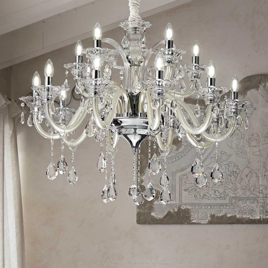 Ideal Lux - Kristāla lustra ar ķēdi COLOSSAL 15xE14/40W/230V d. 95 cm krēmkrāsa/spīdīgi hromēts