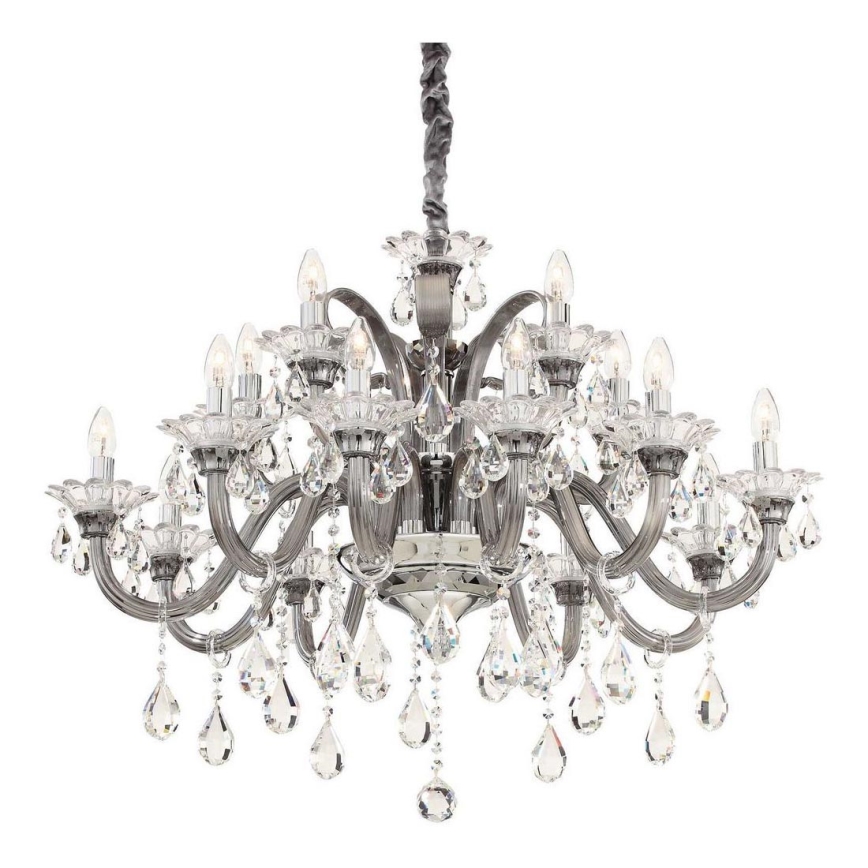 Ideal Lux - Kristāla lustra ar ķēdi COLOSSAL 15xE14/40W/230V d. 95 cm pelēka/spīdīgi hromēts