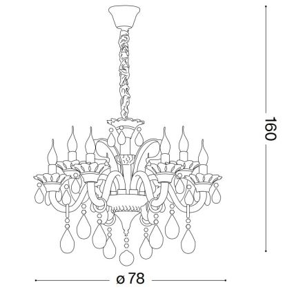 Ideal Lux - Kristāla lustra ar ķēdi COLOSSAL 8xE14/40W/230V d. 78 cm pelēka/spīdīgi hromēts