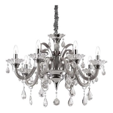 Ideal Lux - Kristāla lustra ar ķēdi COLOSSAL 8xE14/40W/230V d. 78 cm pelēka/spīdīgi hromēts