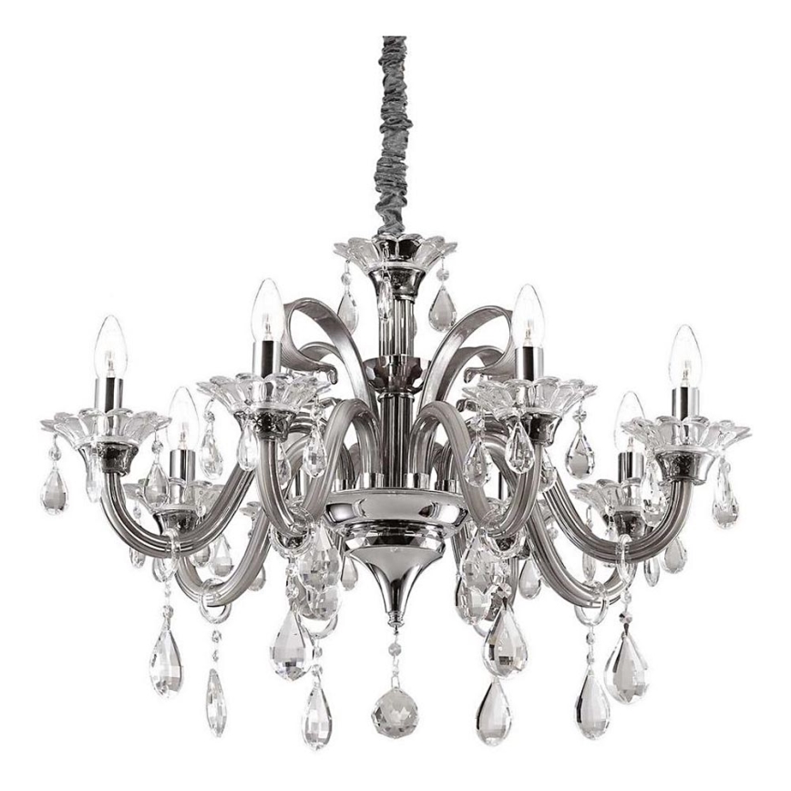 Ideal Lux - Kristāla lustra ar ķēdi COLOSSAL 8xE14/40W/230V d. 78 cm pelēka/spīdīgi hromēts