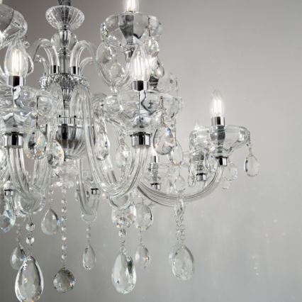 Ideal Lux - Kristāla lustra ar ķēdi CONTINENTAL 12xE14/40W/230V d. 86 cm caurspīdīga