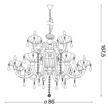 Ideal Lux - Kristāla lustra ar ķēdi CONTINENTAL 12xE14/40W/230V d. 86 cm caurspīdīga