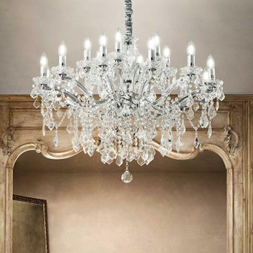 Ideal Lux - Kristāla lustra ar ķēdi FLORIAN 18xE14/40W/230V d. 86 cm caurspīdīga