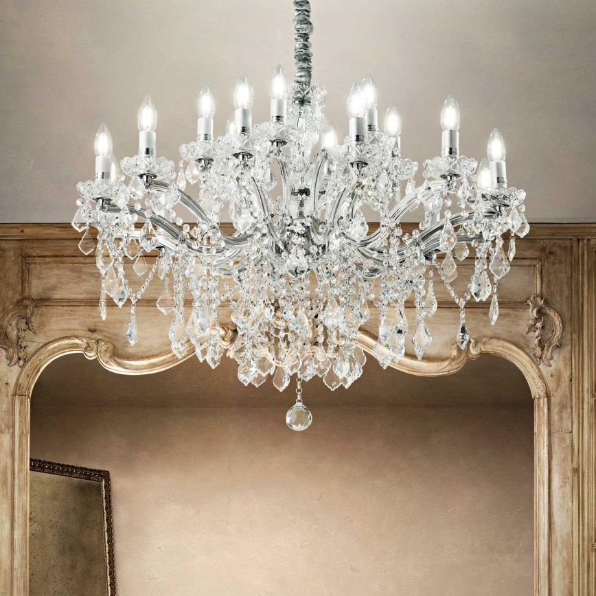 Ideal Lux - Kristāla lustra ar ķēdi FLORIAN 18xE14/40W/230V d. 86 cm caurspīdīga