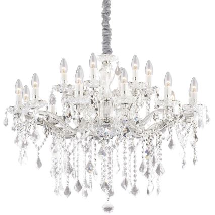 Ideal Lux - Kristāla lustra ar ķēdi FLORIAN 18xE14/40W/230V d. 86 cm caurspīdīga