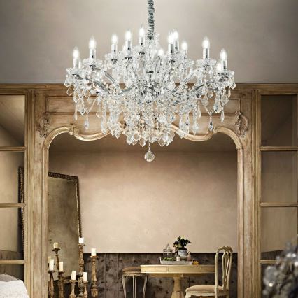 Ideal Lux - Kristāla lustra ar ķēdi FLORIAN 18xE14/40W/230V d. 86 cm caurspīdīga