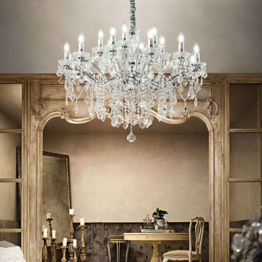 Ideal Lux - Kristāla lustra ar ķēdi FLORIAN 18xE14/40W/230V d. 86 cm caurspīdīga