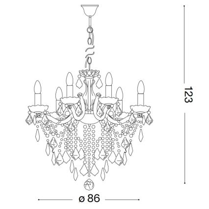 Ideal Lux - Kristāla lustra ar ķēdi FLORIAN 18xE14/40W/230V d. 86 cm caurspīdīga