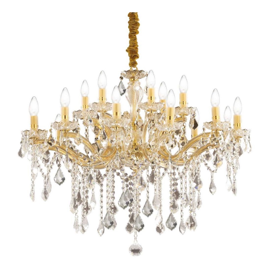 Ideal Lux - Kristāla lustra ar ķēdi FLORIAN 18xE14/40W/230V d. 86 cm zelta