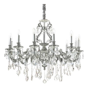 Ideal Lux - Kristāla lustra ar ķēdi GIOCONDA 12xE14/40W/230V d. 90 cm sudraba