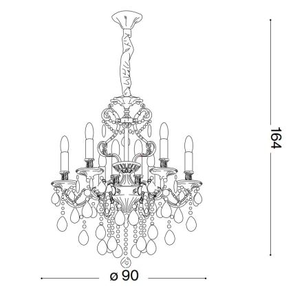 Ideal Lux - Kristāla lustra ar ķēdi GIOCONDA 12xE14/40W/230V d. 90 cm sudraba