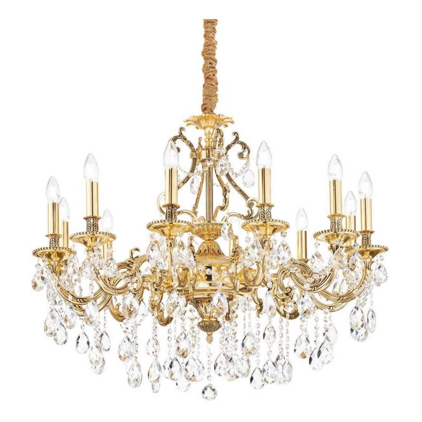 Ideal Lux - Kristāla lustra ar ķēdi GIOCONDA 12xE14/40W/230V d. 90 cm zelta