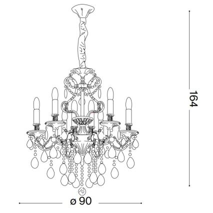 Ideal Lux - Kristāla lustra ar ķēdi GIOCONDA 12xE14/40W/230V d. 90 cm zelta