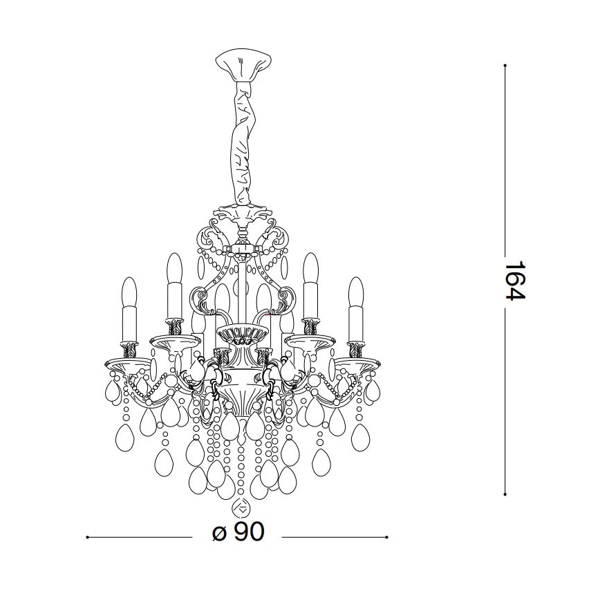 Ideal Lux - Kristāla lustra ar ķēdi GIOCONDA 12xE14/40W/230V d. 90 cm zelta