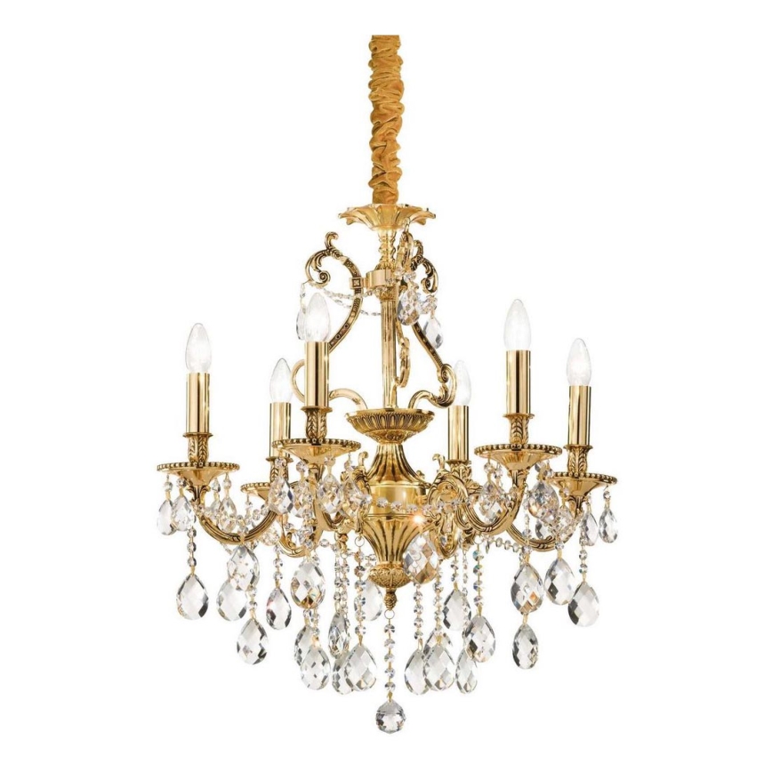 Ideal Lux - Kristāla lustra ar ķēdi GIOCONDA 6xE14/40W/230V d. 62 cm zelta