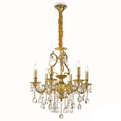 Ideal Lux - Kristāla lustra ar ķēdi GIOCONDA 6xE14/40W/230V d. 62 cm zelta