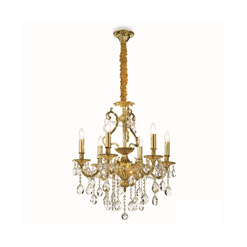 Ideal Lux - Kristāla lustra ar ķēdi GIOCONDA 6xE14/40W/230V d. 62 cm zelta