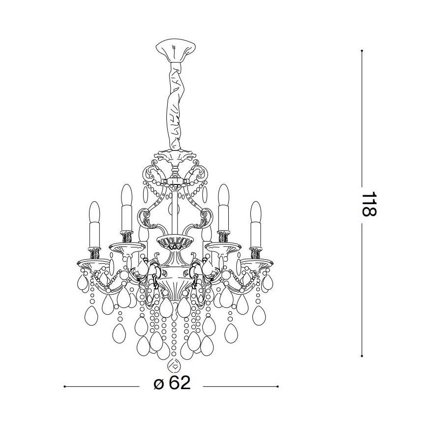 Ideal Lux - Kristāla lustra ar ķēdi GIOCONDA 6xE14/40W/230V d. 62 cm zelta