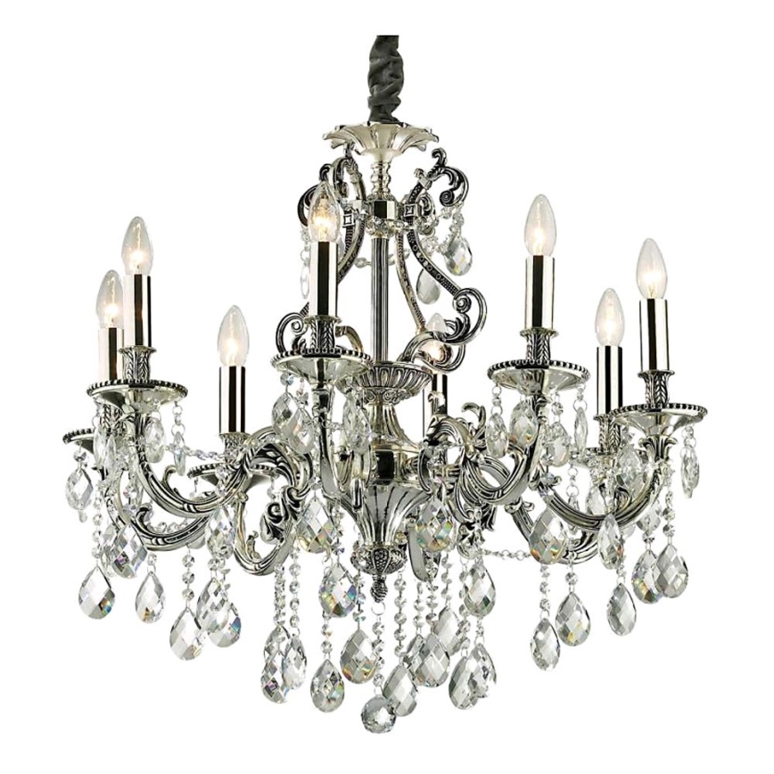 Ideal Lux - Kristāla lustra ar ķēdi GIOCONDA 8xE14/40W/230V d. 73 cm sudraba