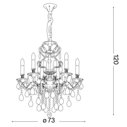 Ideal Lux - Kristāla lustra ar ķēdi GIOCONDA 8xE14/40W/230V d. 73 cm zelta