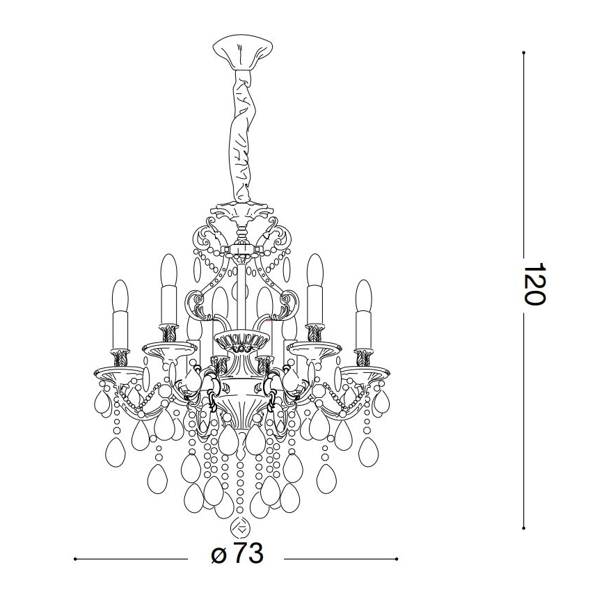 Ideal Lux - Kristāla lustra ar ķēdi GIOCONDA 8xE14/40W/230V d. 73 cm zelta