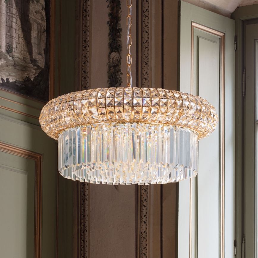 Ideal Lux - Kristāla lustra ar ķēdi NABUCCO 12xE14/40W/230V d. 60 cm zelta