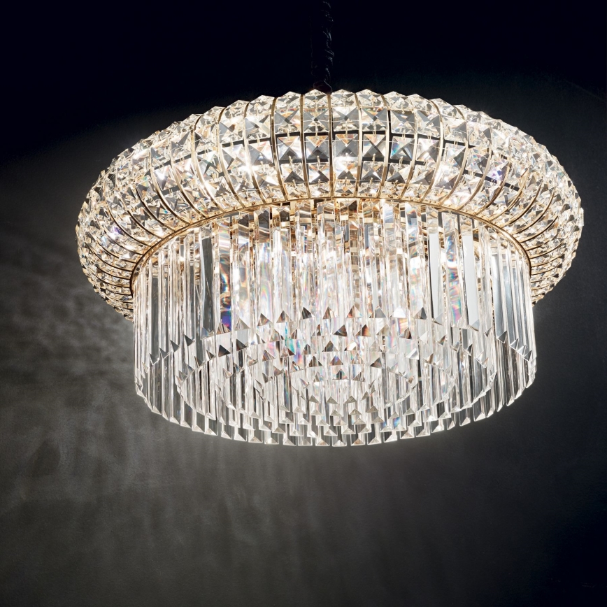 Ideal Lux - Kristāla lustra ar ķēdi NABUCCO 12xE14/40W/230V d. 60 cm zelta