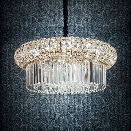 Ideal Lux - Kristāla lustra ar ķēdi NABUCCO 12xE14/40W/230V d. 60 cm zelta