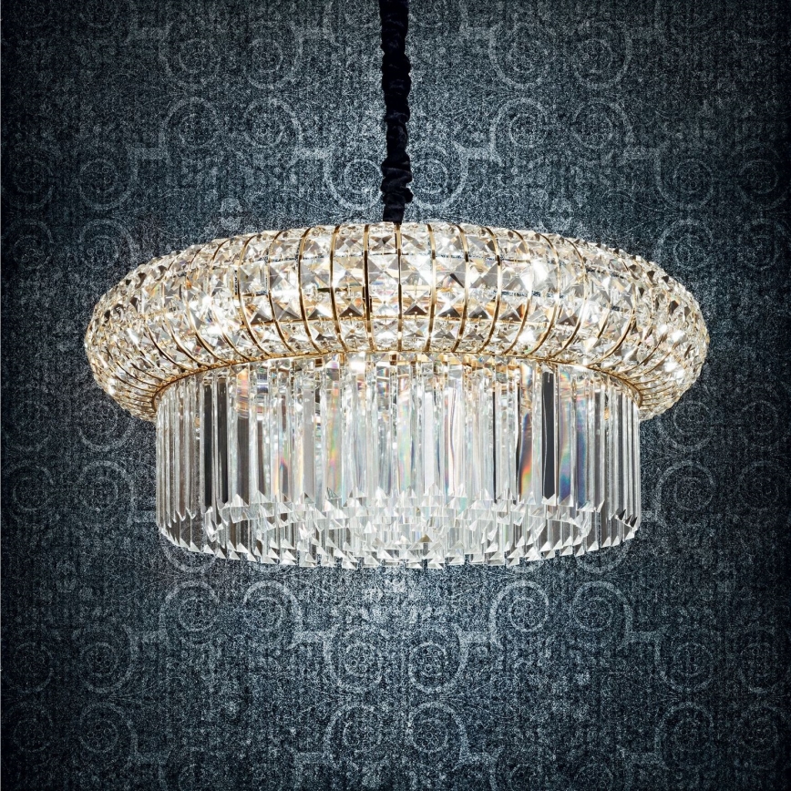 Ideal Lux - Kristāla lustra ar ķēdi NABUCCO 12xE14/40W/230V d. 60 cm zelta
