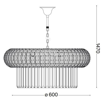 Ideal Lux - Kristāla lustra ar ķēdi NABUCCO 12xE14/40W/230V d. 60 cm zelta