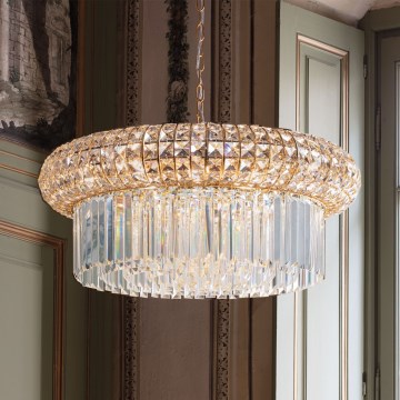 Ideal Lux - Kristāla lustra ar ķēdi NABUCCO 16xE14/40W/230V d. 70 cm zelta