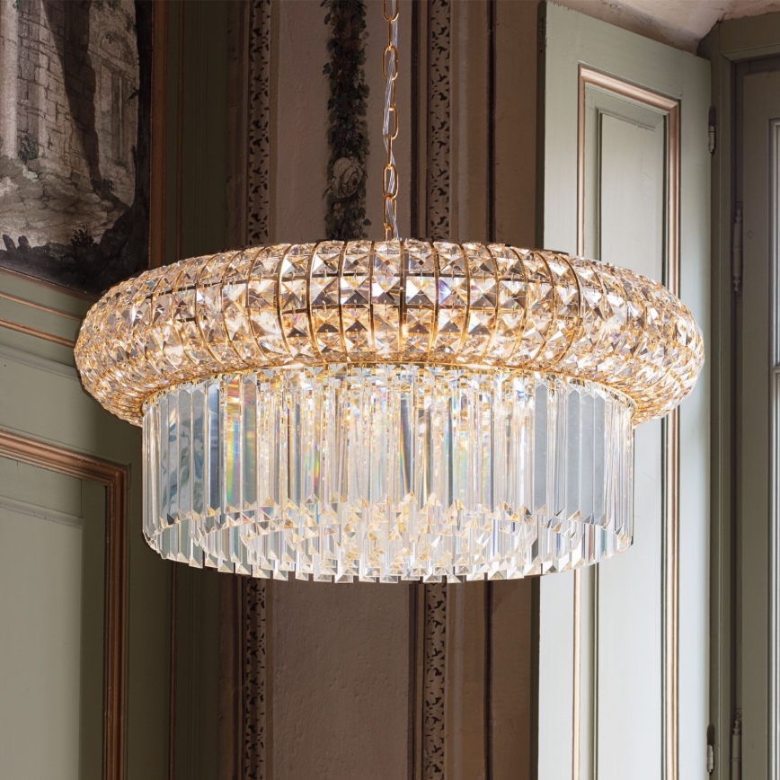 Ideal Lux - Kristāla lustra ar ķēdi NABUCCO 16xE14/40W/230V d. 70 cm zelta